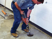 Coring the concrete of a concrete slab floor in Owen Sound