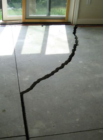 severely cracked foundation slab floor in Innisfil