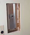 Wall anchor plates installed during a foundation repair in Mississauga in a finished basement