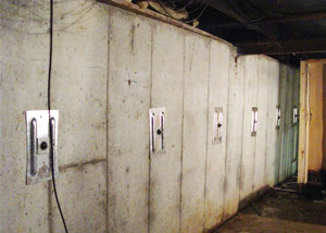 A foundation wall in Bradford West Gwillimbury repaired with foundation wall anchors.