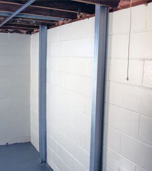 A PowerBrace™ i-beam foundation wall repair system in Toronto