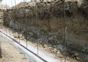 Soil layers exposed while excavating to construct a new foundation in Barrie