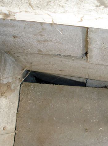 inward rotation of a foundation wall damaged by street creep in a garage in Aurora